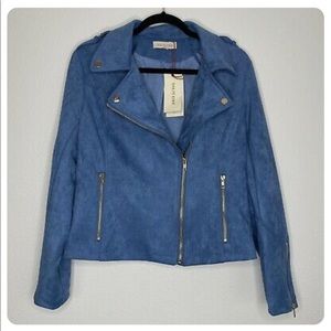 Blue suede jacket from Anthropologie.